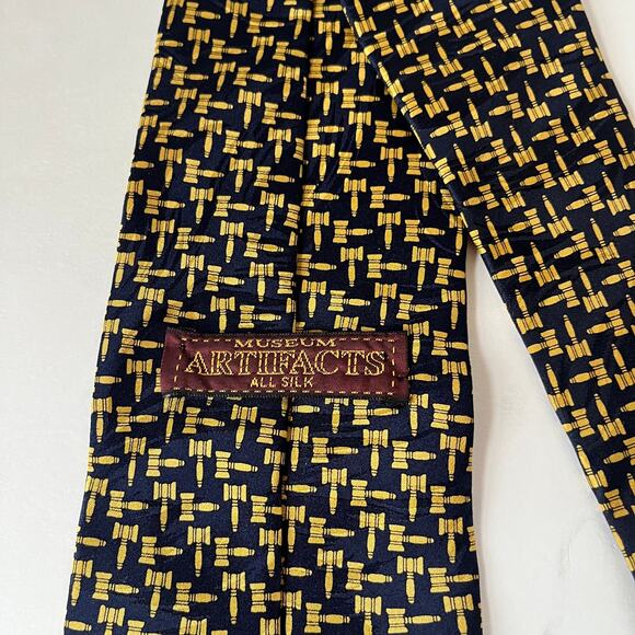 MUSEUM ARTIFACTS 100% Silk Novelty Tie Blue 58" Judge Yellow Gavel Legal - Picture 8 of 10